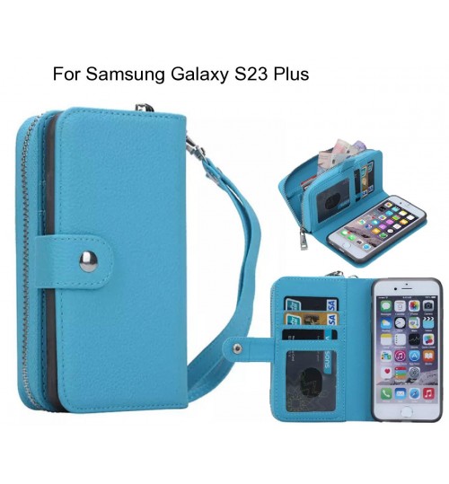 Samsung Galaxy S23 Plus Case Coin Wallet Case Full Wallet Leather Case - Blue