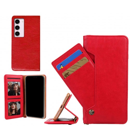 Samsung Galaxy S23 Case Slim Leather Wallet Case 4 Cards 2 Id Magnet - Red
