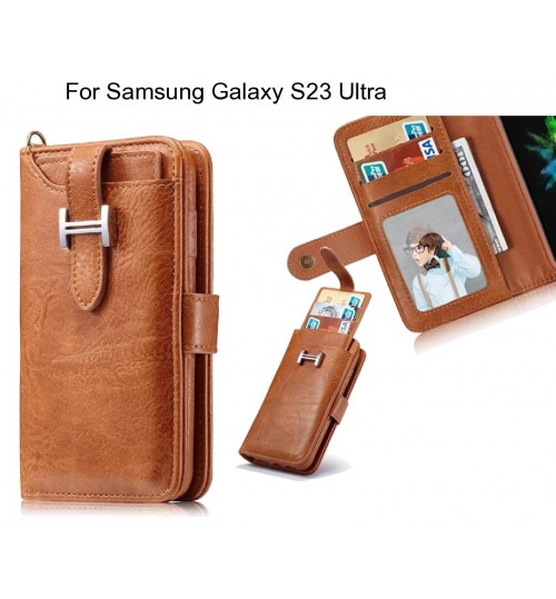 Samsung Galaxy S23 Ultra Case Retro Leather Case Multi Cards Cash Pocket - Brown