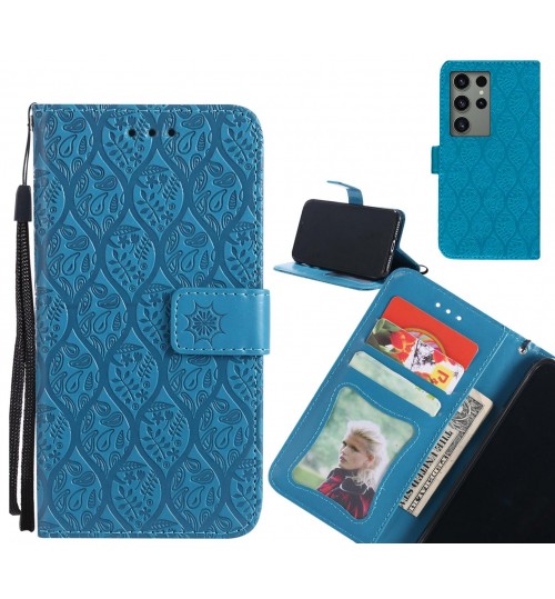 Samsung Galaxy S23 Ultra Case Leather Wallet Case embossed sunflower pattern