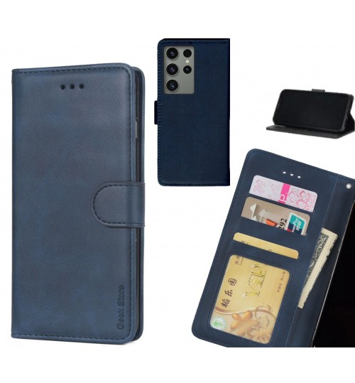 Samsung Galaxy S23 Ultra Case Executive Leather Wallet Case - Blue