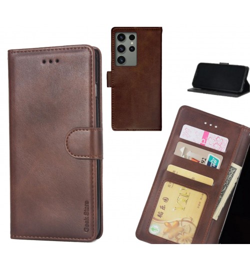 Samsung Galaxy S23 Ultra Case Executive Leather Wallet Case - Brown