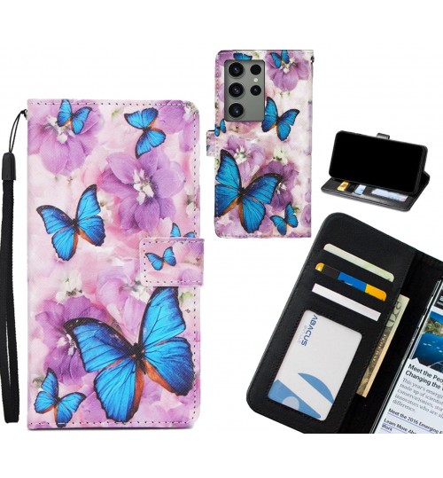 Samsung Galaxy S23 Ultra case 3 card leather wallet case printed ID