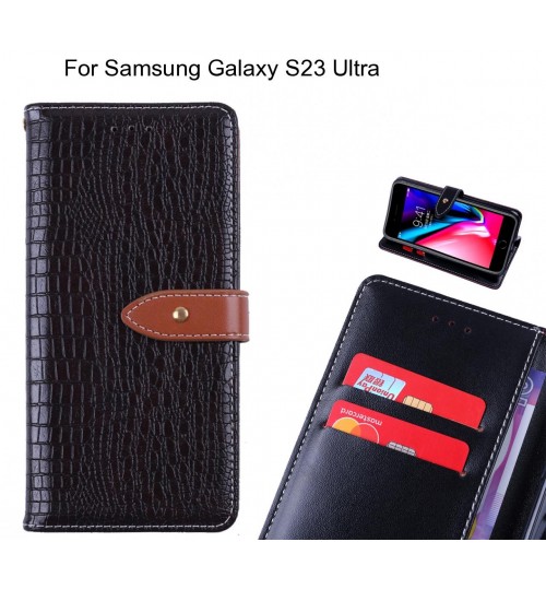 Samsung Galaxy S23 Ultra case croco pattern leather wallet case