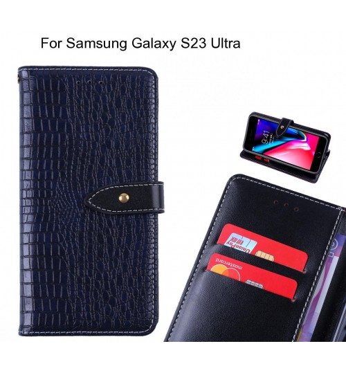 Samsung Galaxy S23 Ultra case croco pattern leather wallet case