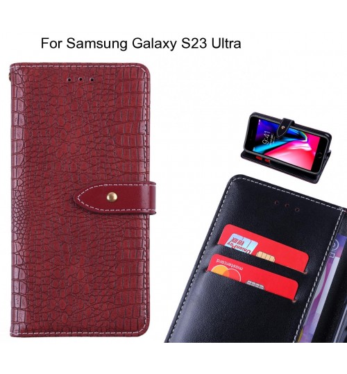 Samsung Galaxy S23 Ultra case croco pattern leather wallet case