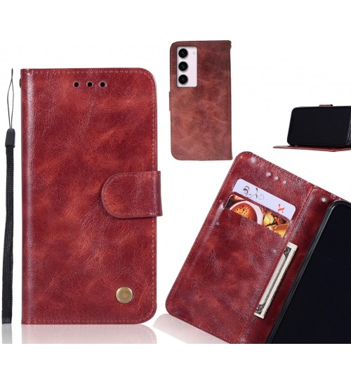 Samsung Galaxy S23 Case Vintage Fine Leather Wallet Case - Dark Red