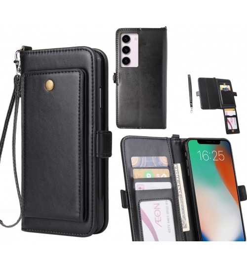 Samsung Galaxy S23 Case Retro Leather Wallet Case - Black