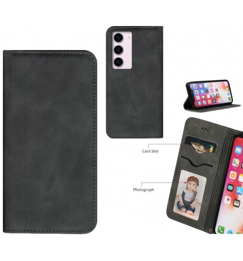 Samsung Galaxy S23 Case Premium Leather Magnetic Wallet Case - Black