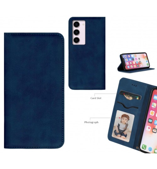 Samsung Galaxy S23 Case Premium Leather Magnetic Wallet Case - Blue