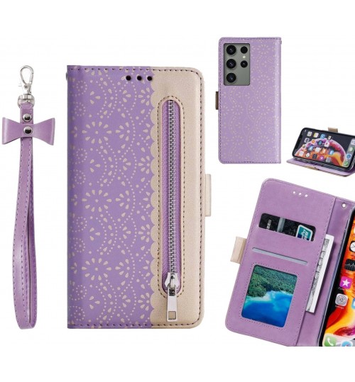 Samsung Galaxy S23 Ultra Case Multifunctional Wallet Case - Purple