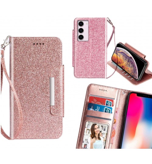 Samsung Galaxy S23 Case Glitter Wallet Case Id Wide Magnetic Closure - Pink