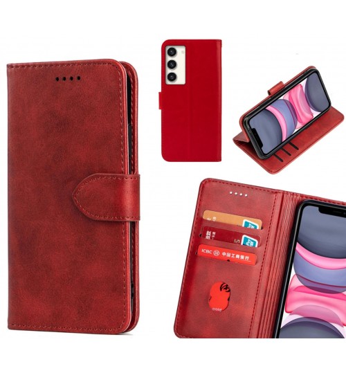 Samsung Galaxy S23 Plus Case Premium Leather Id Wallet Case - Red