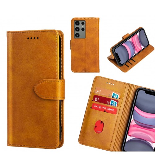 Samsung Galaxy S23 Ultra Case Premium Leather Id Wallet Case - Brown