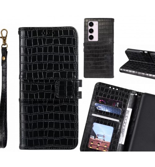Samsung Galaxy S23 Case Croco Wallet Leather Case - Black