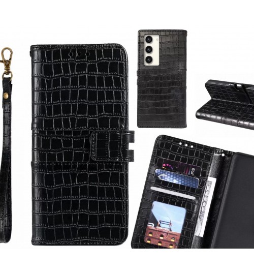 Samsung Galaxy S23 Plus Case Croco Wallet Leather Case - Black
