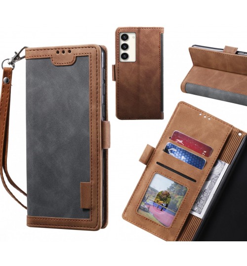 Samsung Galaxy S23 Plus Case Wallet Denim Leather Case Cover - Grey