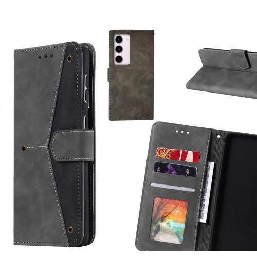 Samsung Galaxy S23 Case Wallet Denim Leather Case Cover - Black
