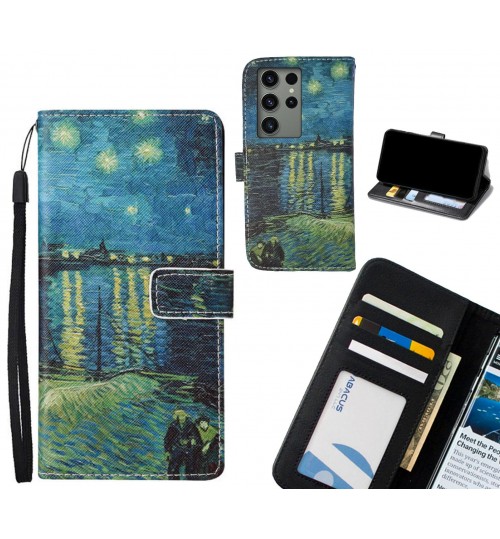 Samsung Galaxy S23 Ultra case leather wallet case van gogh painting