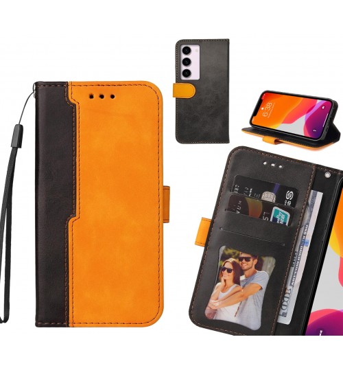 Samsung Galaxy S23 Case Wallet Denim Leather Case Cover - Orange