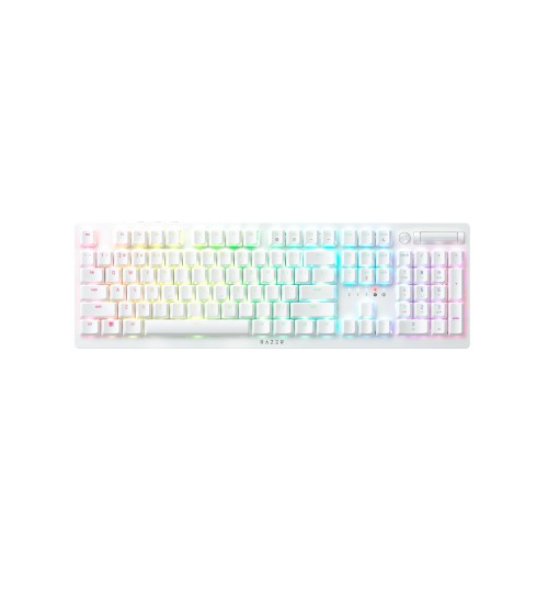 RAZER DEATHSTALKER V2 PRO - WIRELESS LOW PROFILE OPTICAL GAMING KEYBOARD (CLICKY PURPLE SWITCH) - WHITE EDITION - US LAYOUT - WORLD PACKAGING