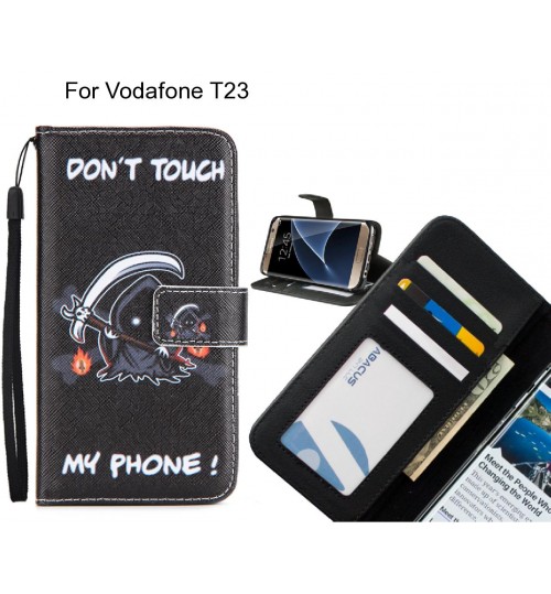 Vodafone T23 case 3 card leather wallet case printed ID