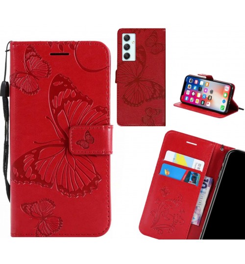 Samsung Galaxy A34 Case Embossed Butterfly Wallet Leather Case - Red