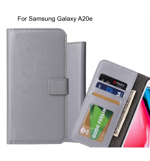 Samsung Galaxy A20e Case Fine Leather Wallet Case - Grey