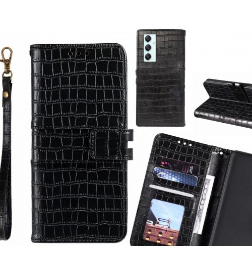 Samsung Galaxy A34 Case Croco Wallet Leather Case - Black