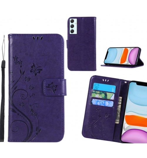 Samsung Galaxy A34 Case Embossed Butterfly Wallet Leather Cover