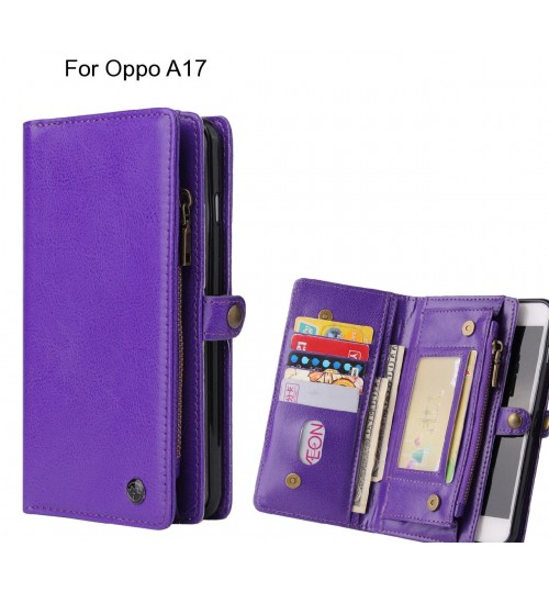 Oppo A17 Case Retro leather case multi cards cash pocket