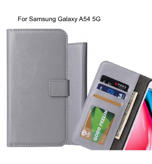Samsung Galaxy A54 5g Case Fine Leather Wallet Case - Grey