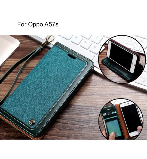 Oppo A57s Case Wallet Denim Leather Case