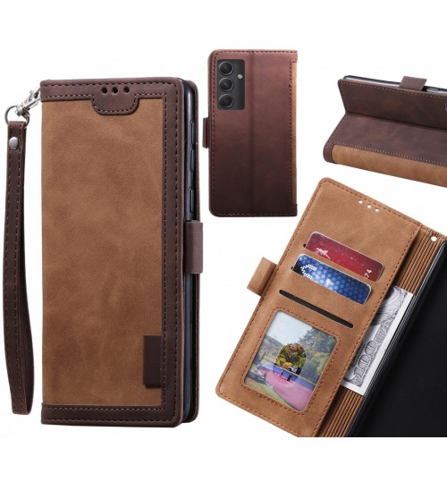 Samsung Galaxy A54 5g Case Wallet Denim Leather Case Cover - Brown