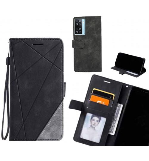 Oppo A57s Case Wallet Premium Denim Leather Cover - Black