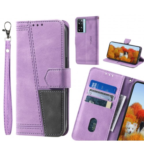 Oppo A57s Case Wallet Premium Denim Leather Cover - Purple