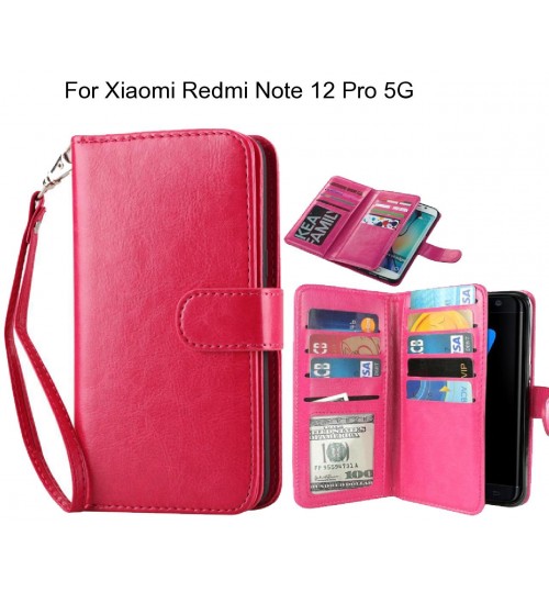 Xiaomi Redmi Note 12 Pro 5g Case Multifunction Wallet Leather Case - Hot Pink