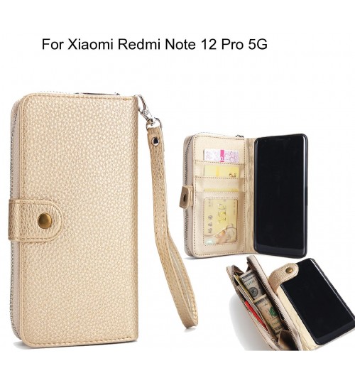 Xiaomi Redmi Note 12 Pro 5g Case Coin Wallet Case Full Wallet Leather Case - Gold