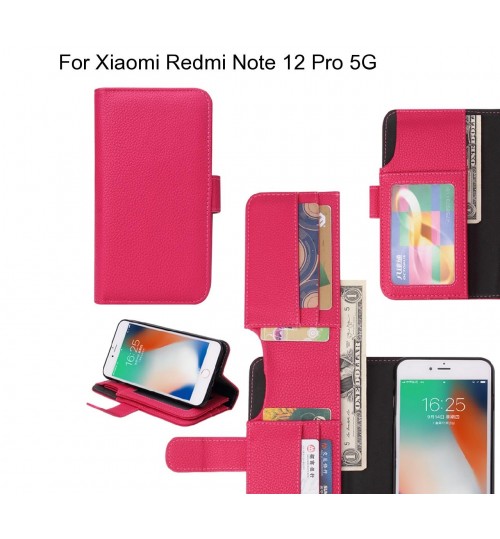 Xiaomi Redmi Note 12 Pro 5g Case Leather Wallet Case Cover - Hot Pink