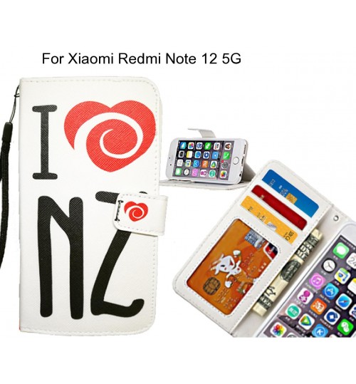 Xiaomi Redmi Note 12 5G case 3 card leather wallet case printed ID