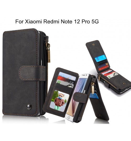 Xiaomi Redmi Note 12 Pro 5g Case Retro Leather Case Multi Cards - Black