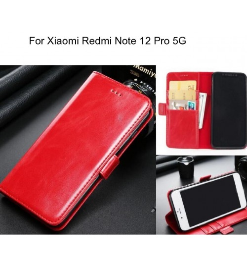Xiaomi Redmi Note 12 Pro 5g Case Executive Leather Wallet Case - Red