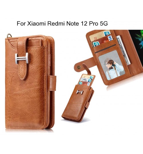 Xiaomi Redmi Note 12 Pro 5g Case Retro Leather Case Multi Cards Cash Pocket - Brown