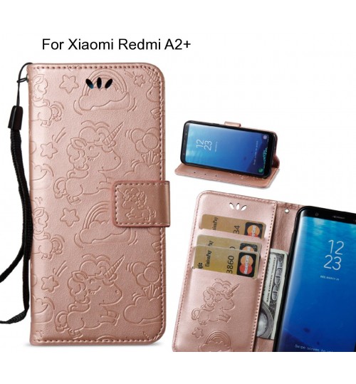 Xiaomi Redmi A2+  Case Leather Wallet Case Embossed Unicon Pattern - Rose Gold