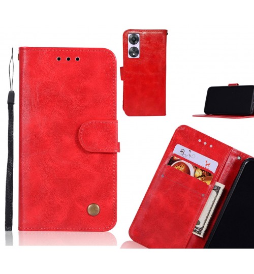 Oppo A78 5g Case Vintage Fine Leather Wallet Case - Red