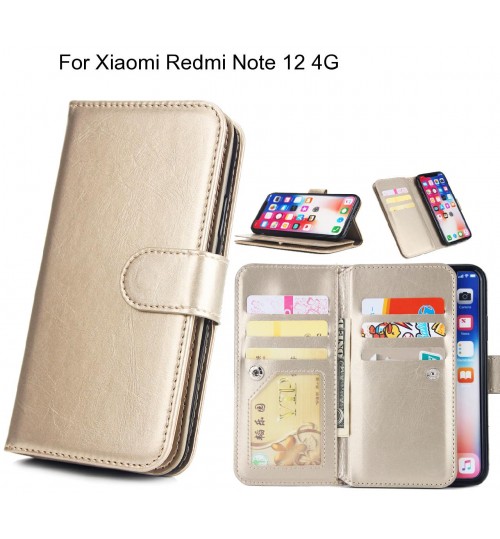Xiaomi Redmi Note 12 4G Case triple wallet leather case 9 card slots