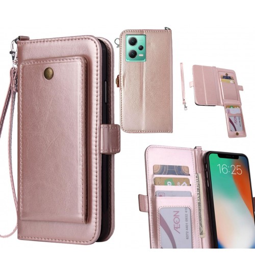 Xiaomi Redmi Note 12 5g Case Retro Leather Wallet Case - Rose Gold