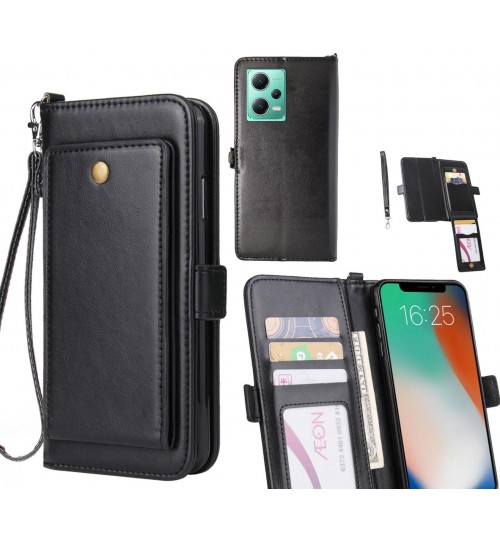 Xiaomi Redmi Note 12 5g Case Retro Leather Wallet Case - Black