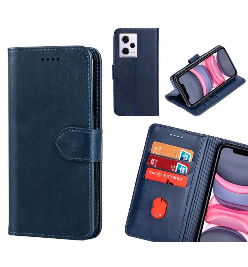 Xiaomi Redmi Note 12 Pro 5g Case Premium Leather Id Wallet Case - Dark Blue