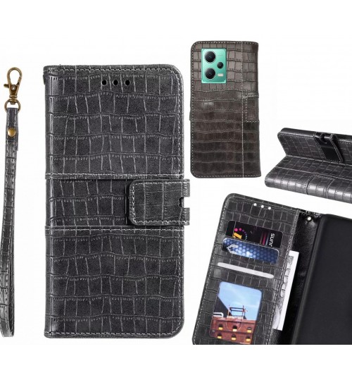 Xiaomi Redmi Note 12 5g Case Croco Wallet Leather Case - Grey